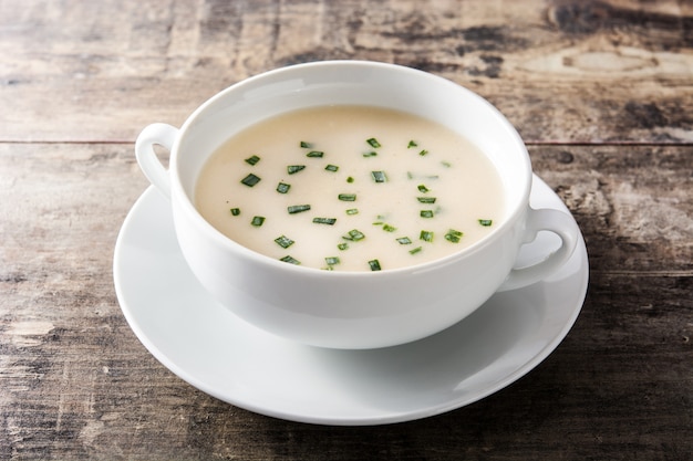 French vichyssoise soup in bowl