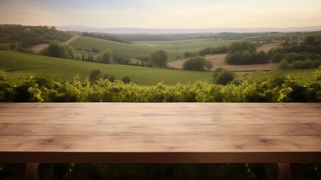 A French vineyard serves as the clouded establishment for an cleanse wooden table Creative resource AI Generated