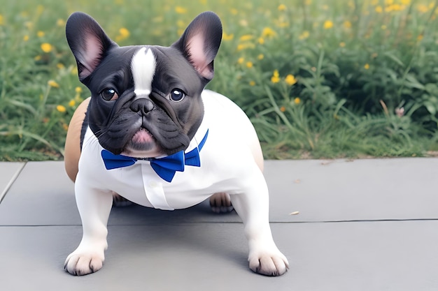 Photo frenchie in bowtie