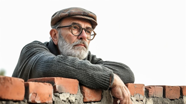 Frenchman Leans on Brick wall