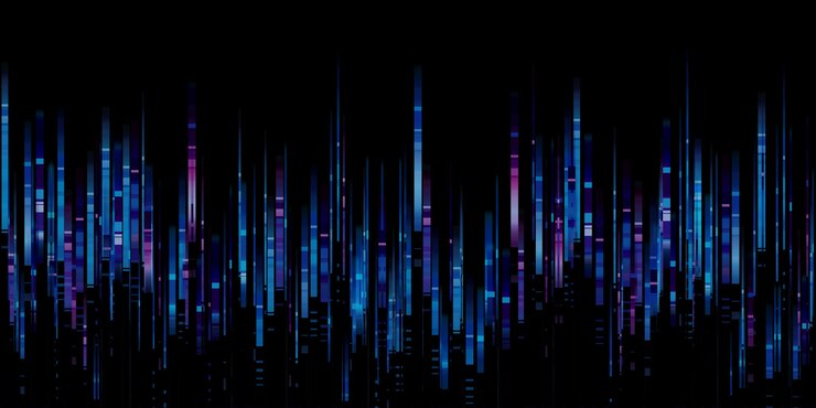 Foto frequentiespectrum van muziek blauwe geluidsgolf equalizer lichte strepen 3d illustratie
