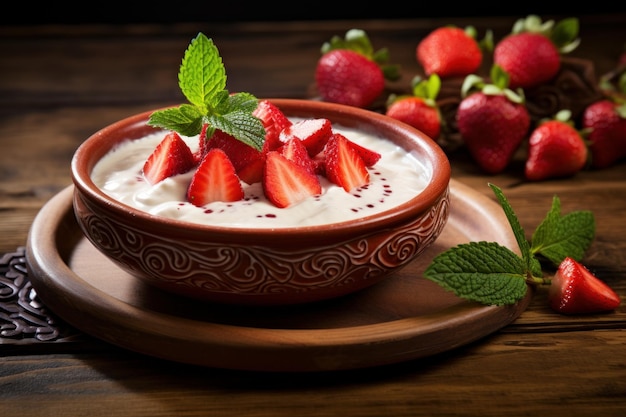 Photo fresas con crema mexicanstyle strawberries and cream mexican desserts food