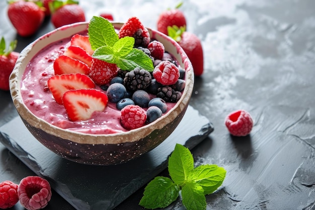 Fresh Acai bowl fruits Generate Ai