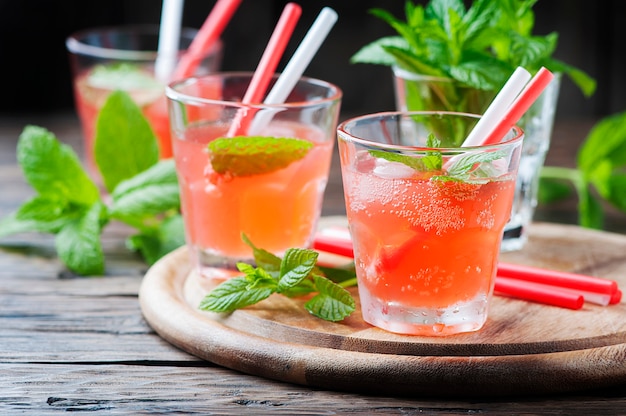 Fresh alcohol cocktail with rum and mint