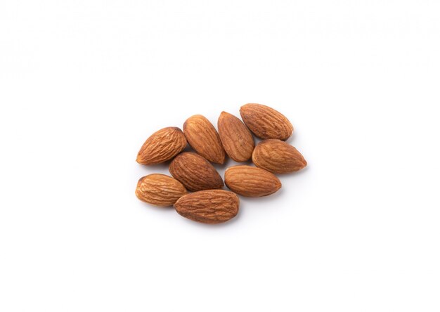 Fresh Almond on white background