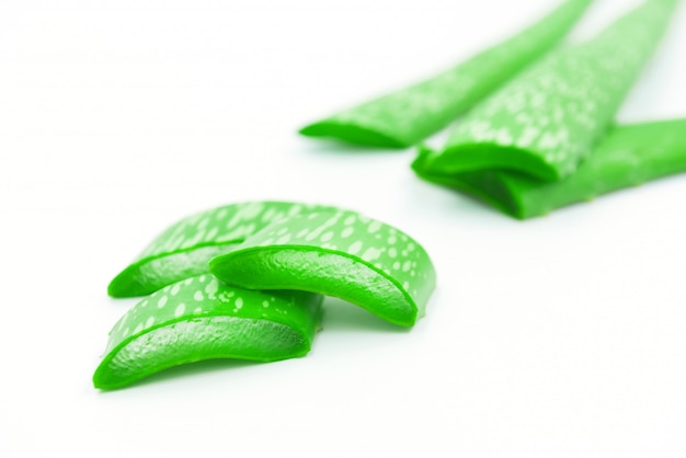 fresh aloe vera on white background