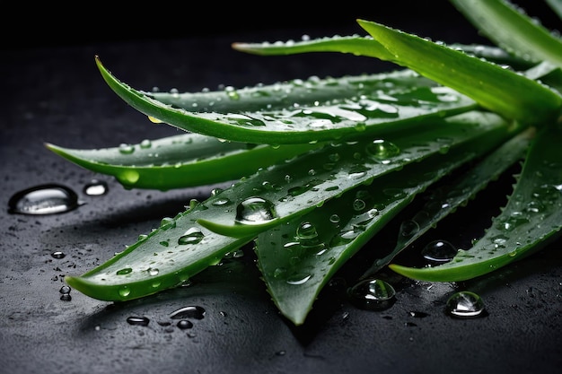 Fresh Aloe Vera with Water Droplets