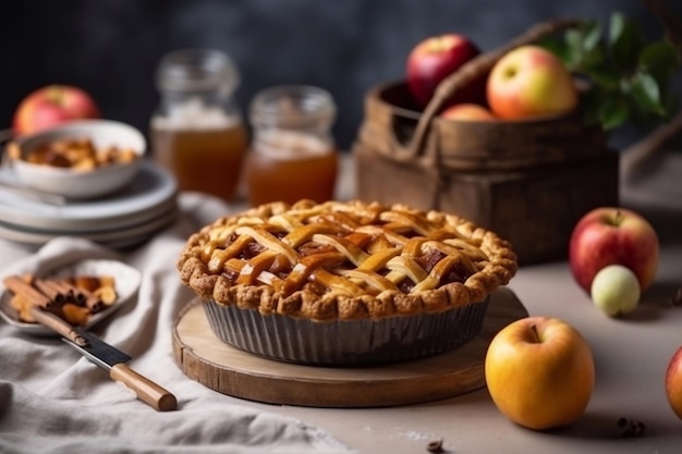 Fresh American apple pie Generative AI