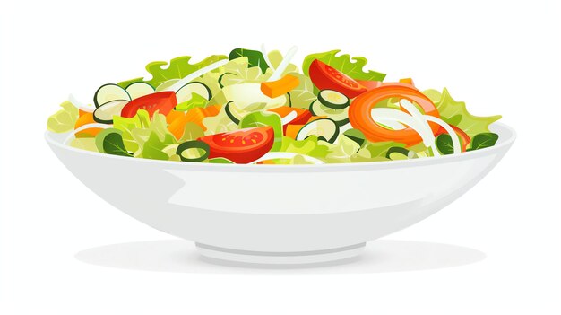 사진 fresh and healthy salad with lettuce tomatoes cucumbers carrots and onions in a white bowl