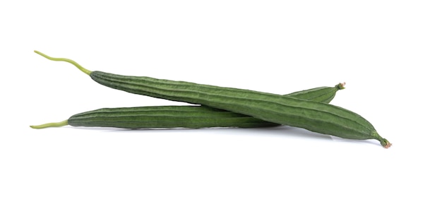 Fresh Angled luffa isolated on white background