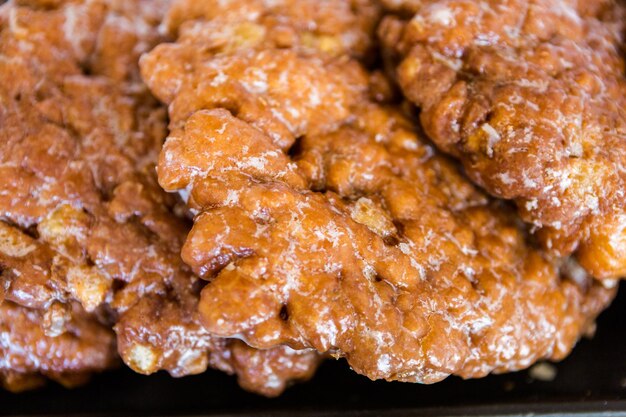 Fresh apple fritters from the local bakery shop.