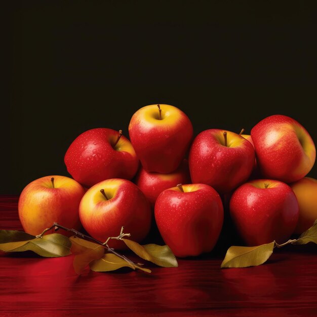 Fresh Apple fruit flying in studio background restaurant and garden background