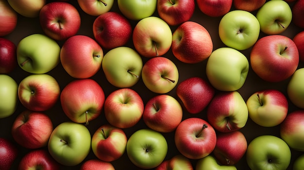 Fresh apple fruit full background top view lay flat