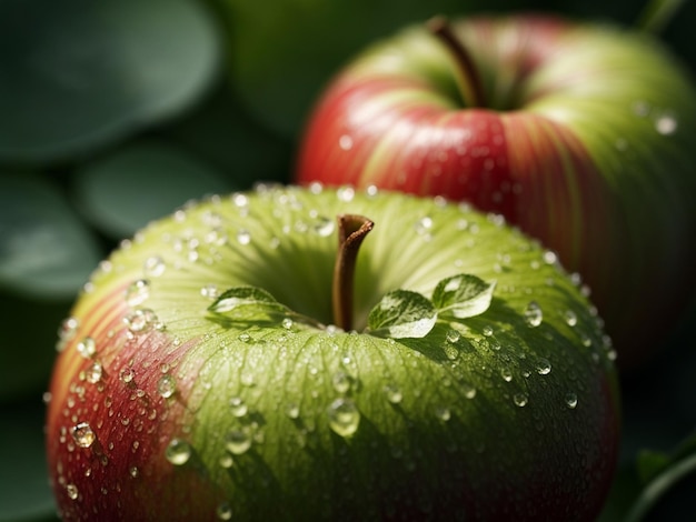 写真 水滴を含む新鮮なリンゴの果物