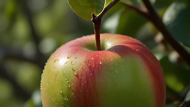 Photo a fresh apple is on the apple tree in the garden