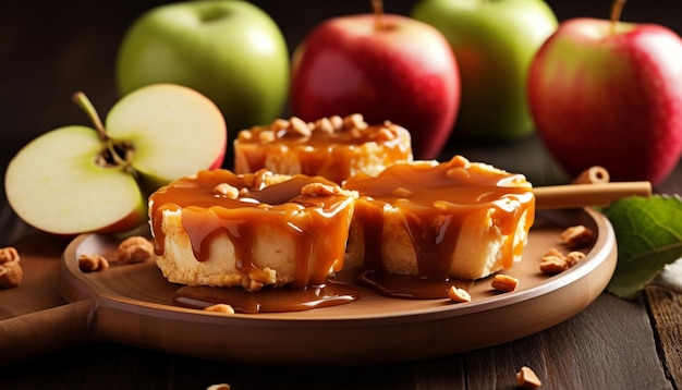 Фото Свежий яблочный пирог на деревянном столе - сладкое удовольствие, созданное искусственным интеллектом