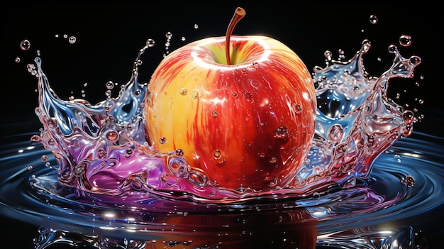 Fresh Apple Splash Colorful Vector Graphic