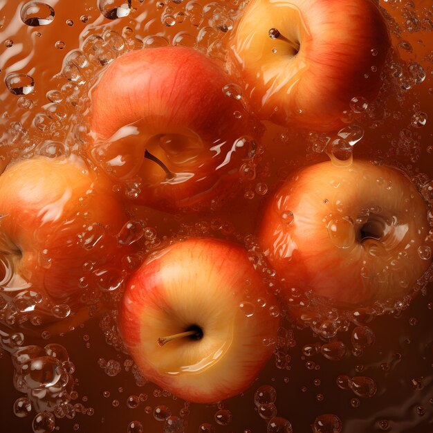 Fresh apples fruits in water