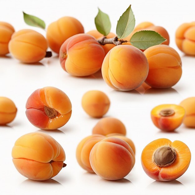 Fresh Apricot on White Background