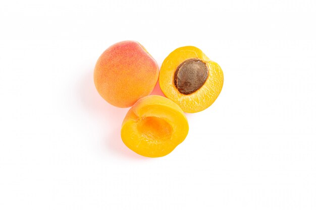 Fresh apricots isolated top view