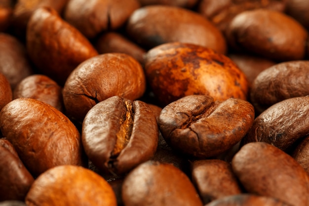 Fresh and aromatic roasted coffee beans