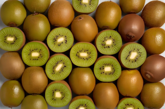 Foto una nuova disposizione di kiwi catturata nella fotografia foodgraphic
