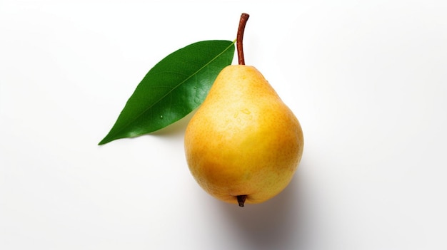 Fresh asian pear with leaf isolated