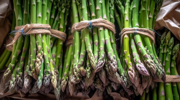 Fresh Asparagus Top down view