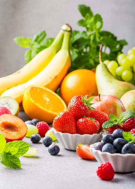 Fresh assorted fruits and berries