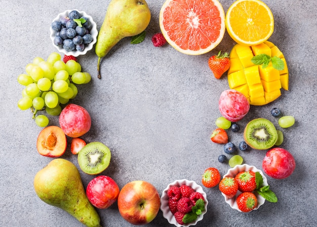 Fresh assorted fruits and berries