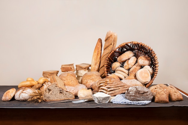 Fresh Assortment of baked bread varieties