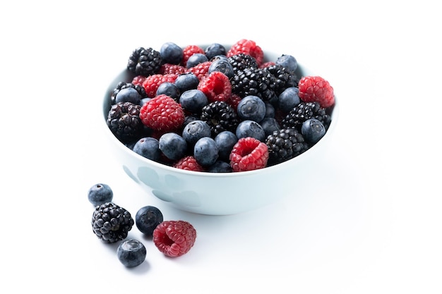 Fresh assortment berries isolated on white background