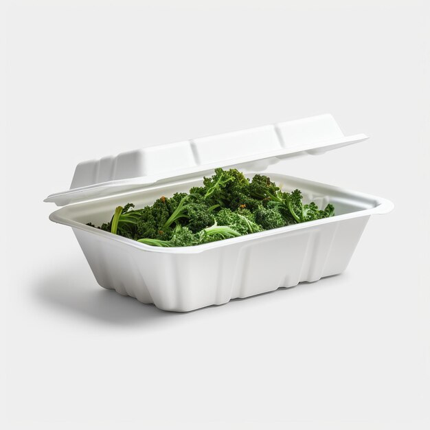 Photo a fresh assortment of green vegetables in a white container