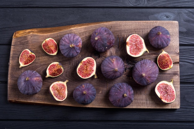 Fresh autumn fruit figs Healthy food on rustic background