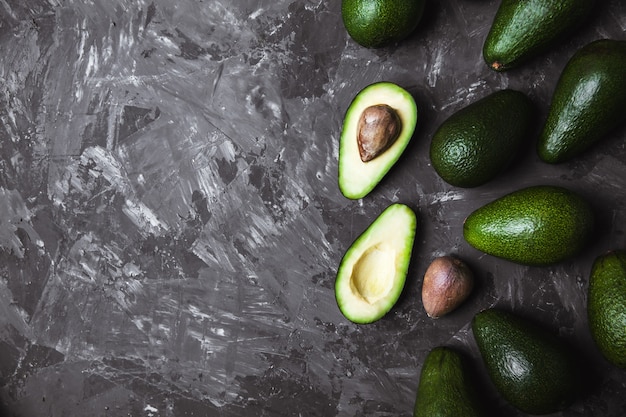 Fresh avocado on dark background