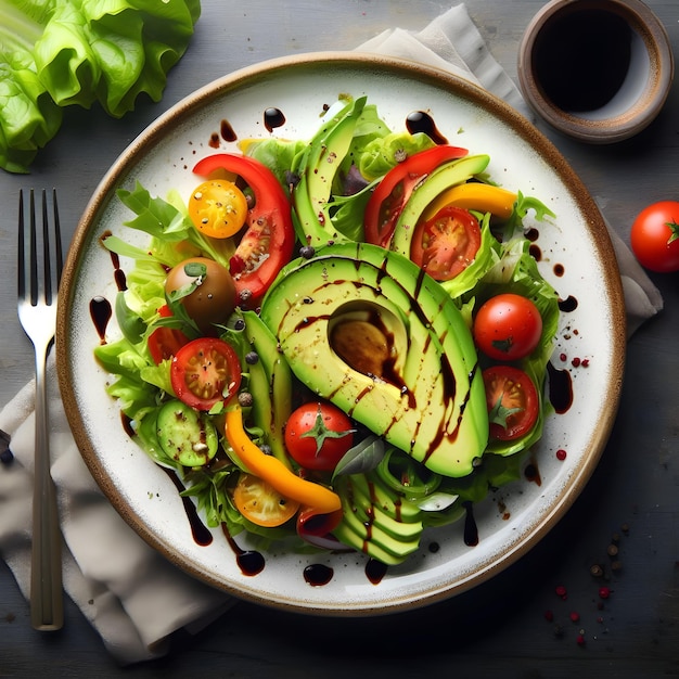 Fresh Avocado Salad with Tomatoes and Peppers