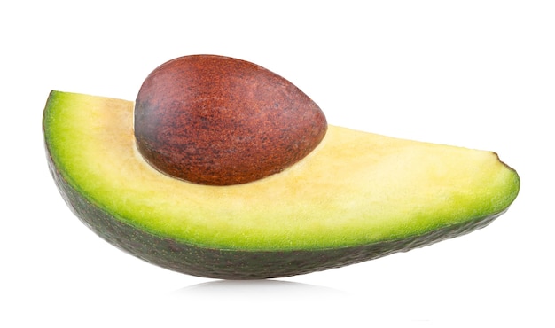 Fresh avocado slice isolated on white background