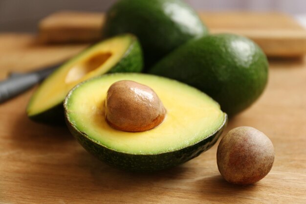 Fresh avocado on a table closeup