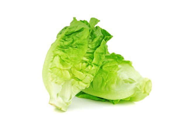 Fresh baby cos lettuce on white background