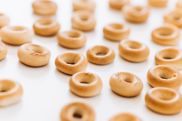 Fresh bagel on white background