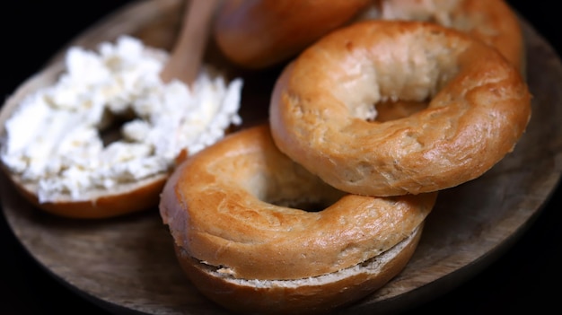 Fresh bagels Bagel with cream cheese