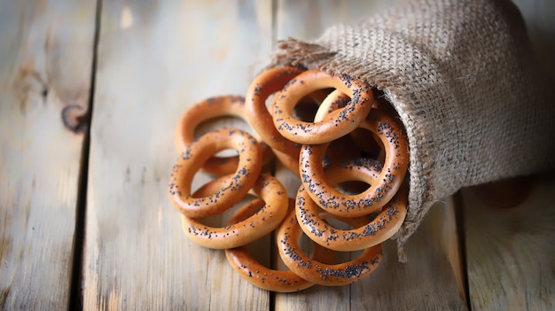 Fresh bagels with poppy seeds.