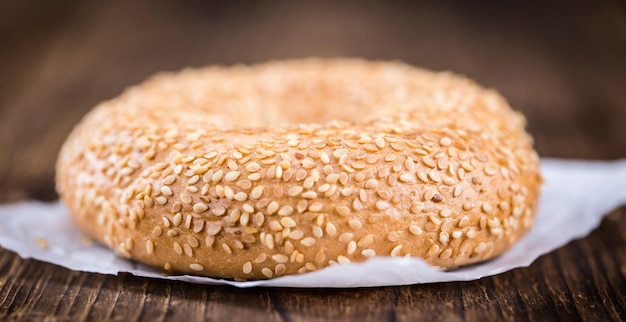 Fresh Bagels with Sesame closeup shot selective focus