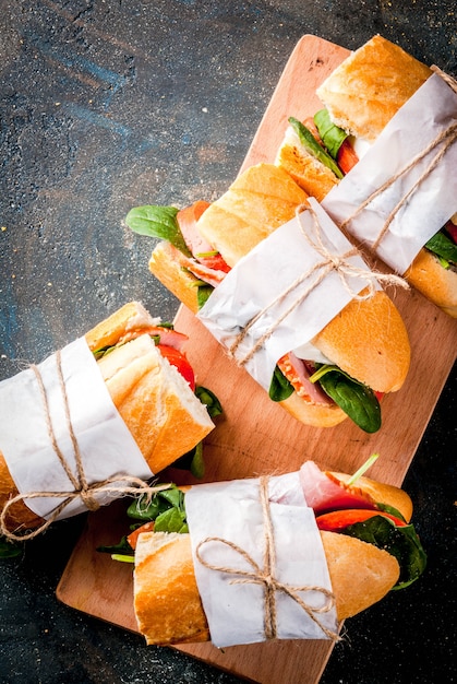 Fresh baguette sandwiches