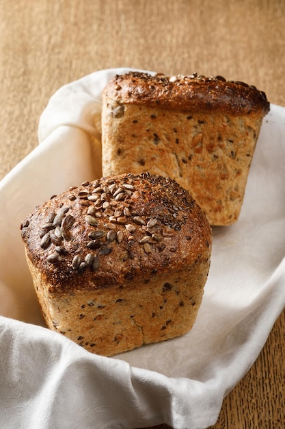 Fresh baked bread in a market