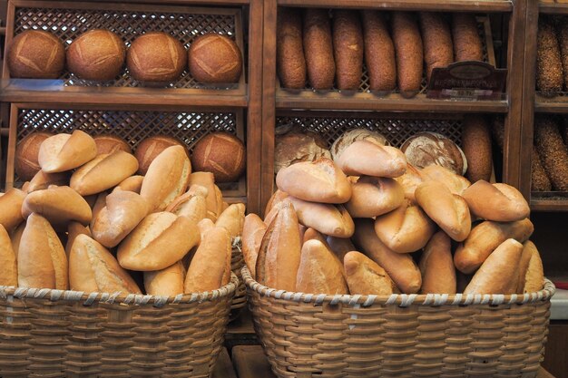 fresh baked breads at farmers market shelves in istanbul