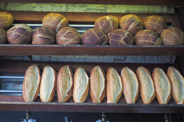 fresh baked breads at farmers market shelves in istanbul