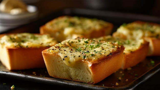 fresh baked garlic butter bread with cheese