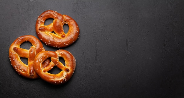 Fresh baked homemade pretzel beer snack