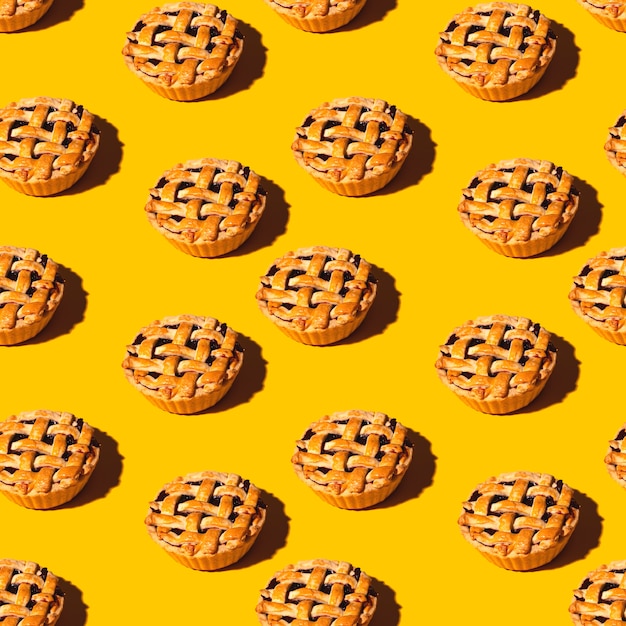 Fresh baked mini cherry pie pattern